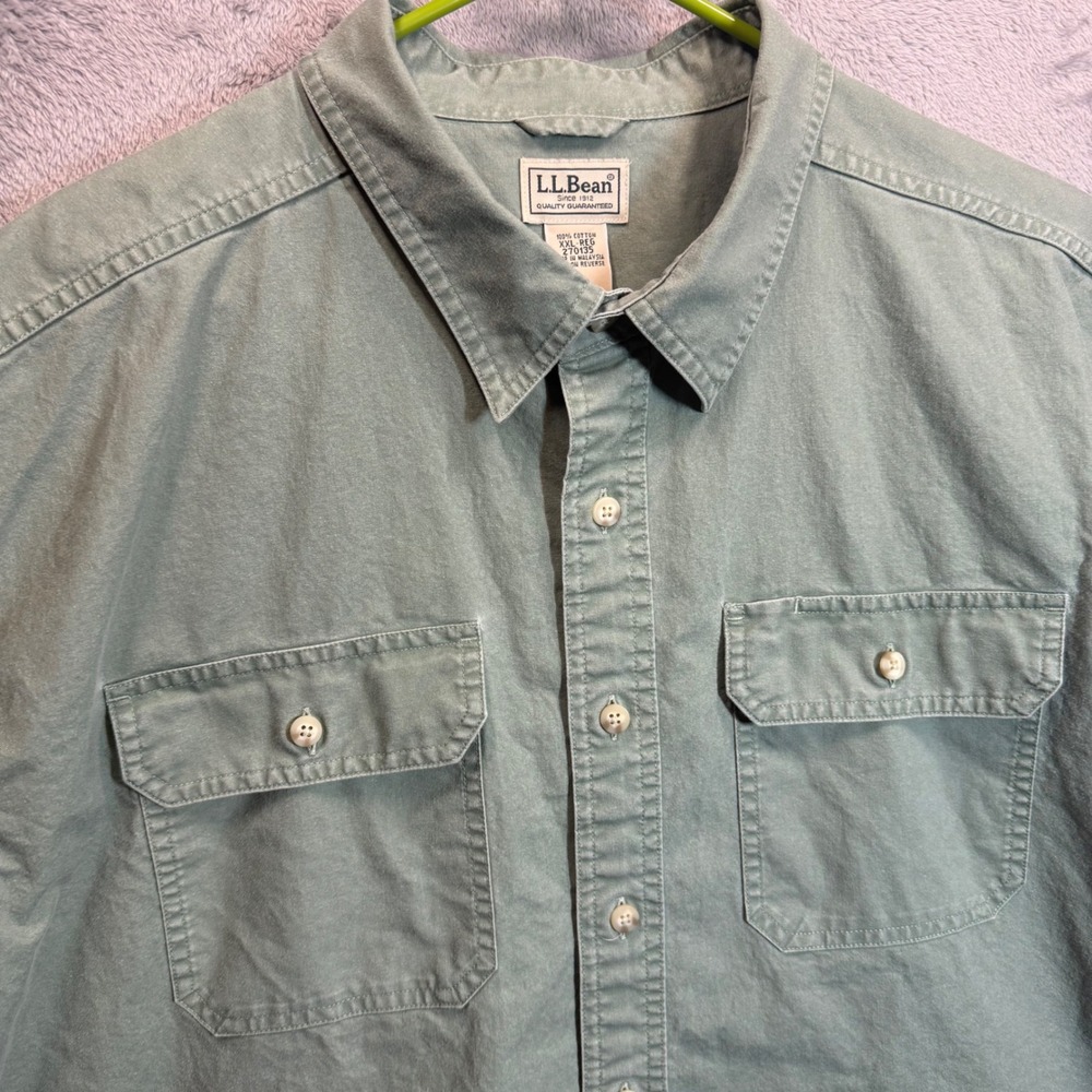 LL Bean XXL Regular Fit 100% Cotton Button Down Short Sleeve‎ Shirt Mens